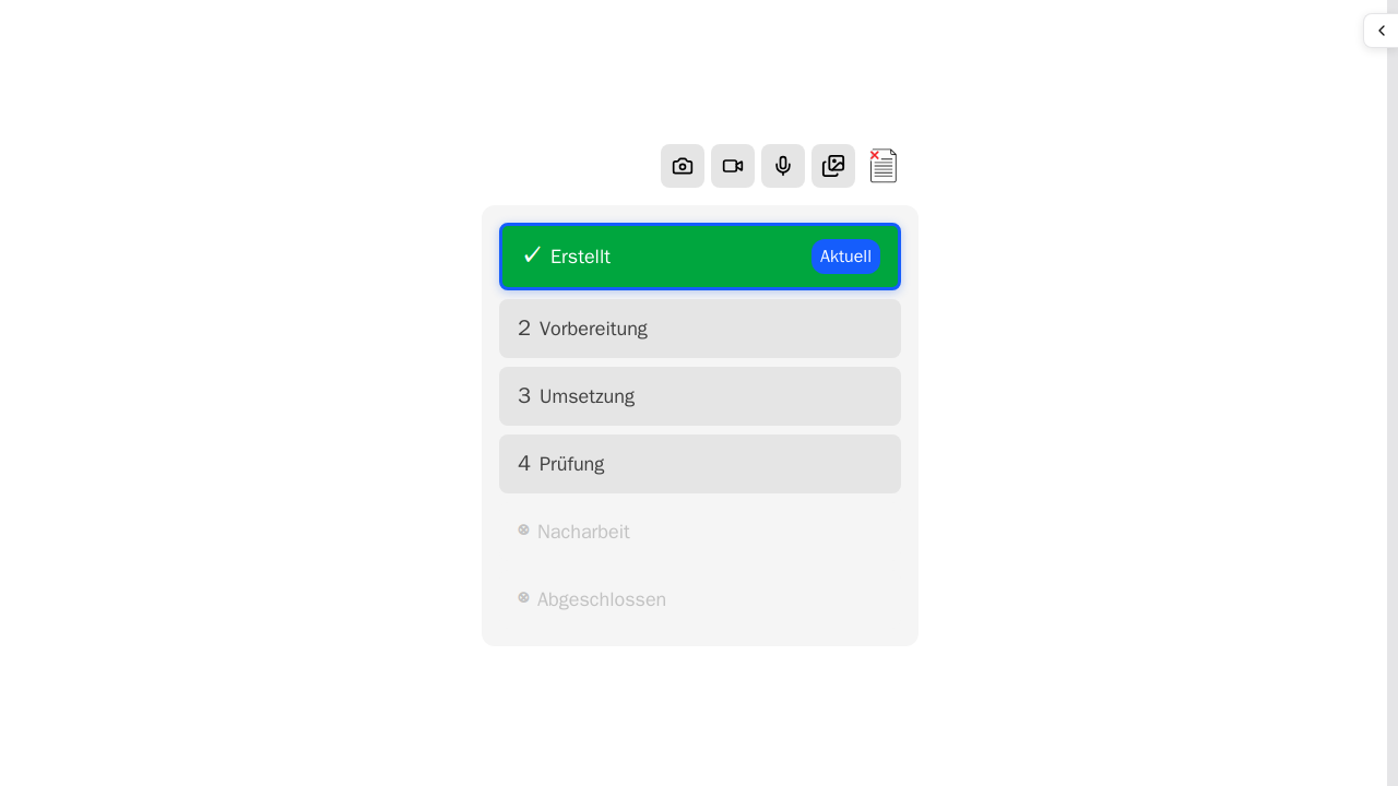 Tabelle der Zeiteinträge pro Aufgabe